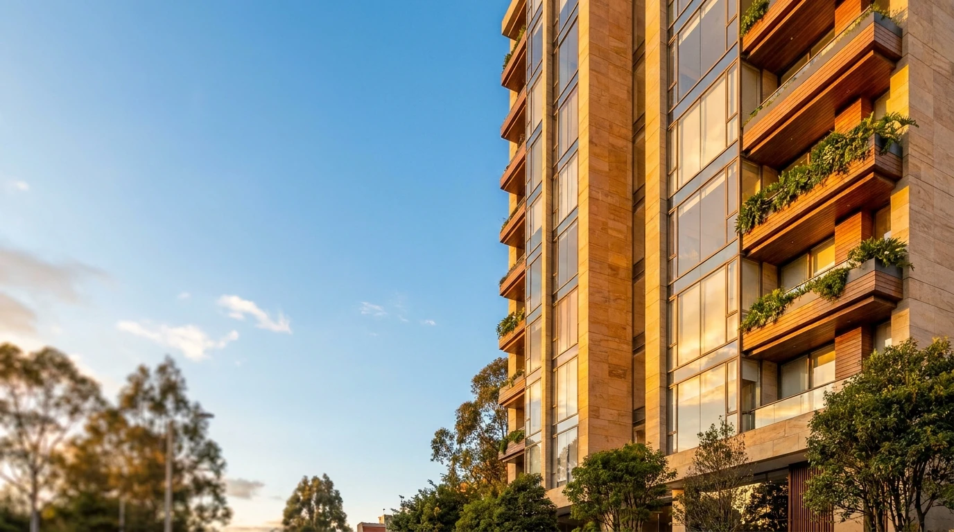 Edificio residencial de alta gama al atardecer