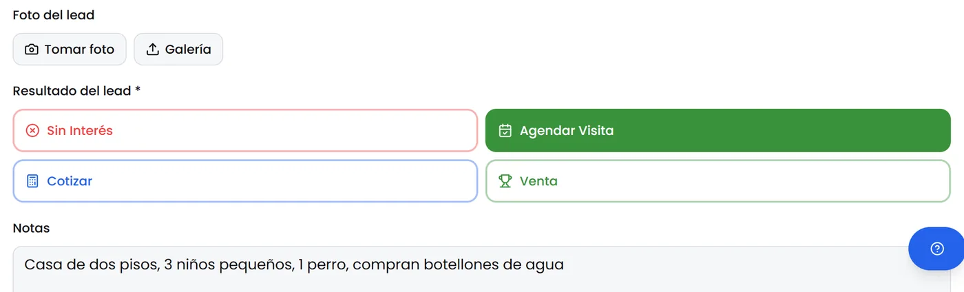 Pantalla de Krone: Leads